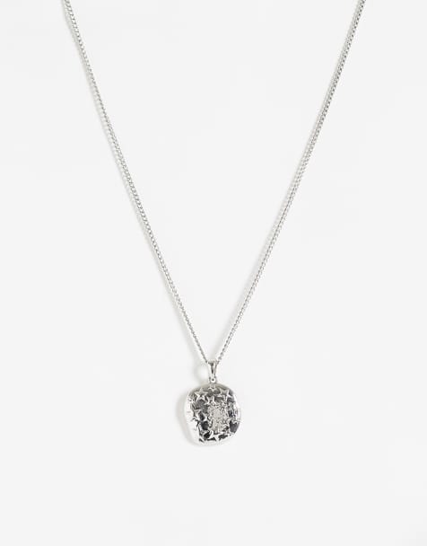 Reclaimed Vintage - Collana con pendente placcato rodio con stella in rilievo - view 1