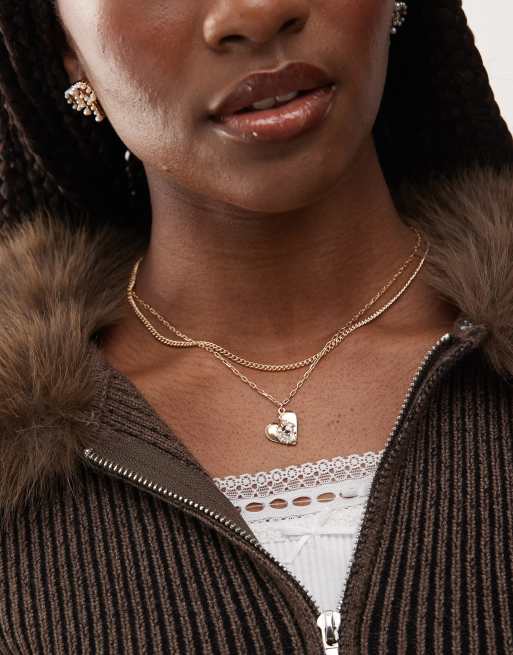 Collana girocollo con ciondolo a forma di cuore in agata boho vintage - Italia