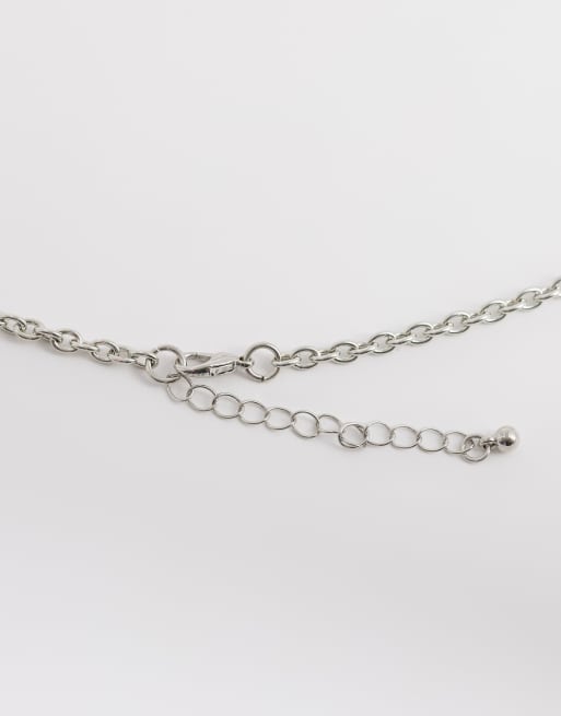 Reclaimed Vintage - Collana lunga tonalità argento con medaglione a forma di cuore a specchio, 4 di 4