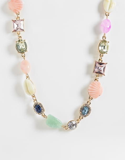 Reclaimed Vintage - Collana multicolore con pietre e ciondoli a forma di conchiglia - view 1