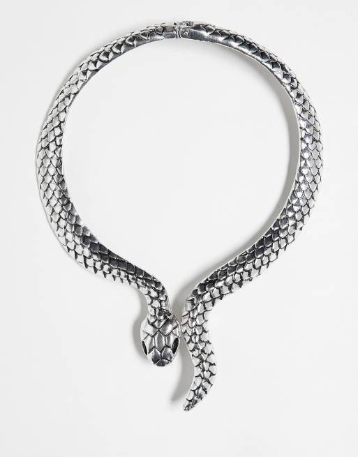 Reclaimed Vintage - Collana oversize unisex a serpente argentata