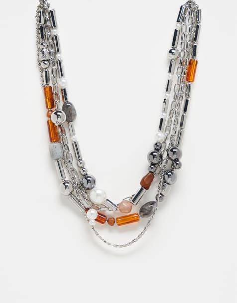 Reclaimed Vintage - Collana unisex a strati con perline multicolore - view 1
