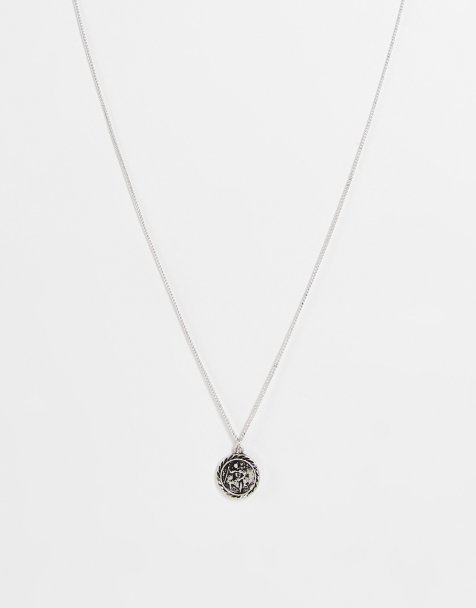Reclaimed Vintage - Collana unisex argento brunito con ciondolo con San Cristoforo - view 1