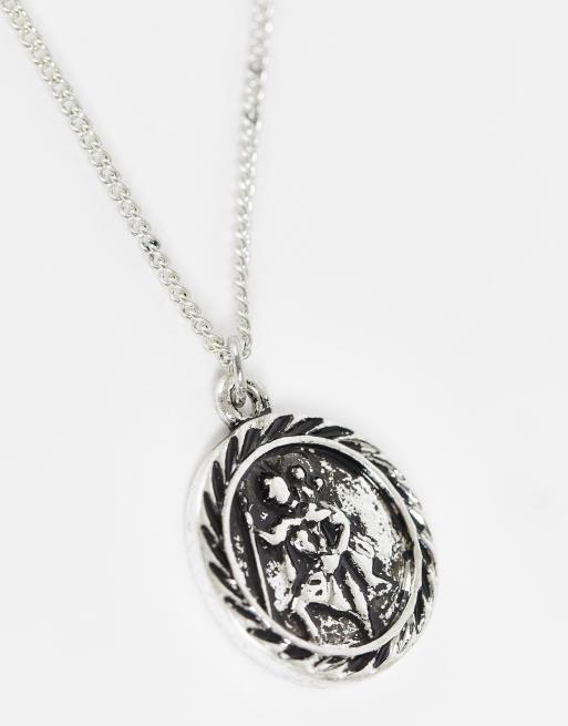 Reclaimed Vintage - Collana unisex argento brunito con ciondolo con San Cristoforo, 2 di 4
