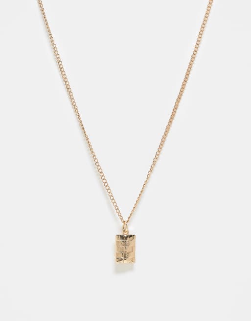 Reclaimed Vintage - Collana unisex color oro con pendente a scacchiera