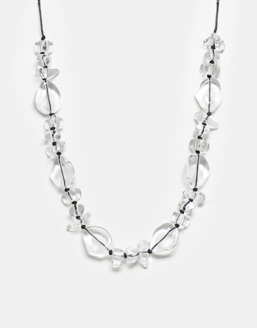 Reclaimed Vintage - Collana unisex con perline trasparenti