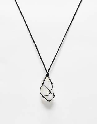 Reclaimed Vintage - Collana unisex in corda con pietra