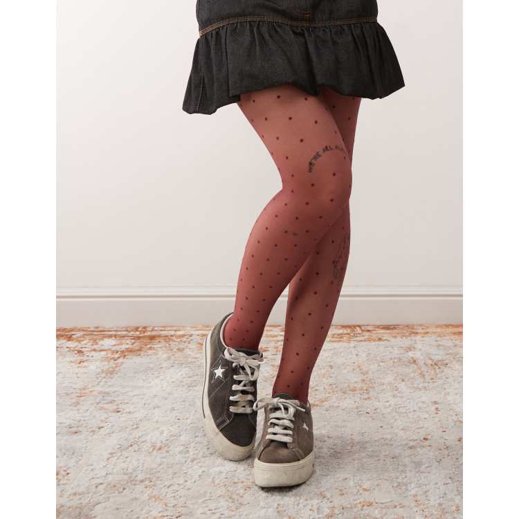 Reclaimed Vintage Collant bordeaux a pois ASOS