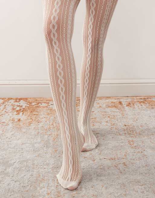 Reclaimed Vintage Collant in pizzo traforato bianchi ASOS