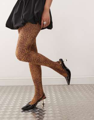 Reclaimed Vintage - Collants à imprimé léopard-Multicolore