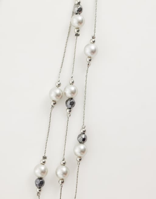 Reclaimed Vintage - collar largo de varias filas con perlas, 4 de 4