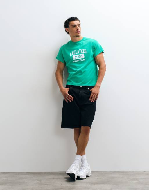 Reclaimed Vintage Collegiate Cropped Boxy T-Shirt in Grün mit Print, 2 von 5