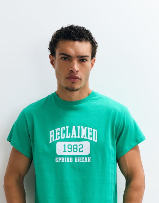 Reclaimed Vintage Collegiate Cropped Boxy T-Shirt in Grün mit Print, 3 von 5