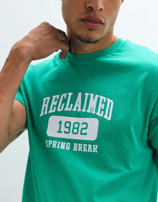 Reclaimed Vintage Collegiate Cropped Boxy T-Shirt in Grün mit Print, 5 von 5