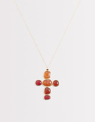 Reclaimed Vintage - Collier à pendentif croix - Doré