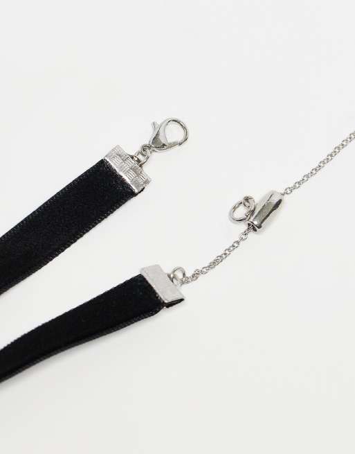 Reclaimed Vintage - Collier avec nœud en velours et pendentif cœur - Noir, 2 de 4