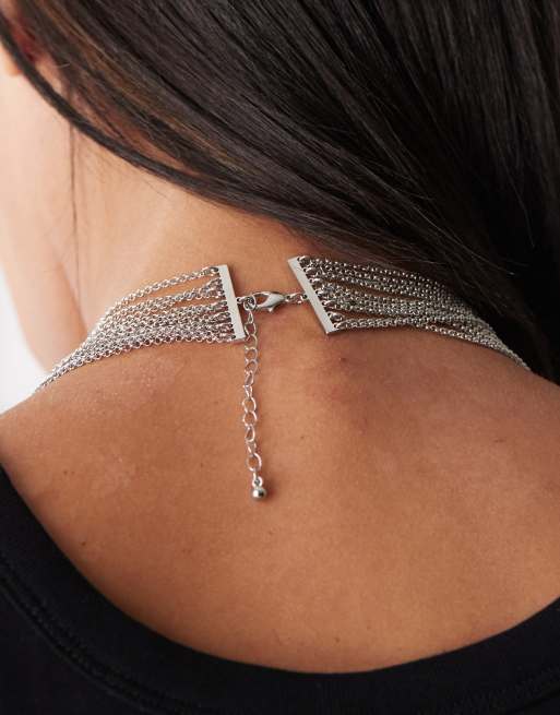 Reclaimed Vintage - Collier chaîne multi-rangs à pendentifs croix - Argenté, 2 de 3