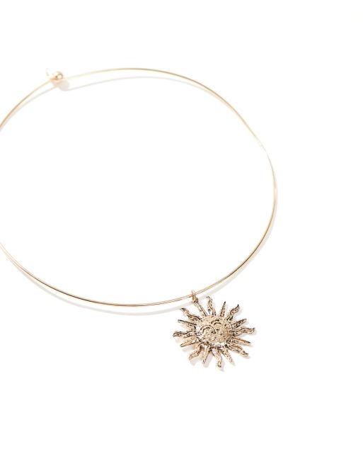 Reclaimed Vintage - Collier court avec pendentif soleil - Doré, 3 de 4