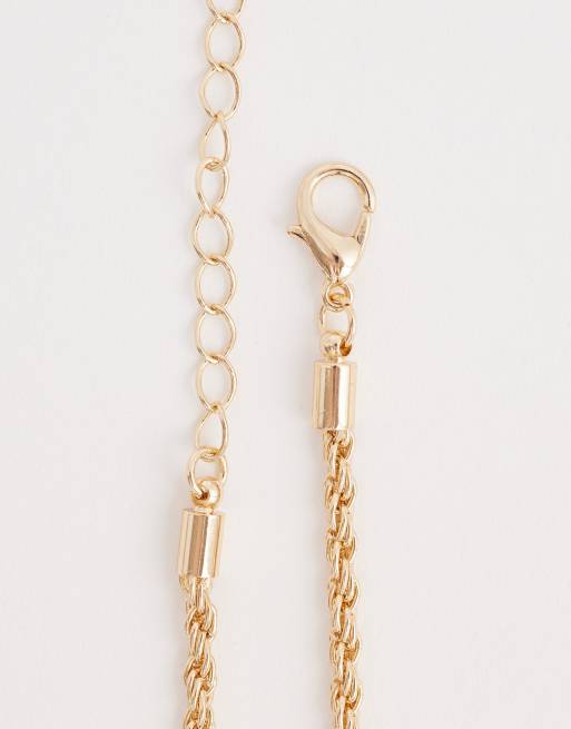 Reclaimed Vintage - Collier long avec pendentif en pierre œil-de-tigre semi-précieuse - Doré, 3 de 4