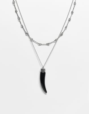 Reclaimed Vintage - Collier long style bohème avec grand pendentif - Argent poli-Argenté