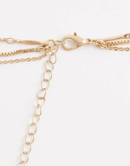 Reclaimed Vintage - Collier multi-rangs long avec pendentif - Doré, 4 de 4