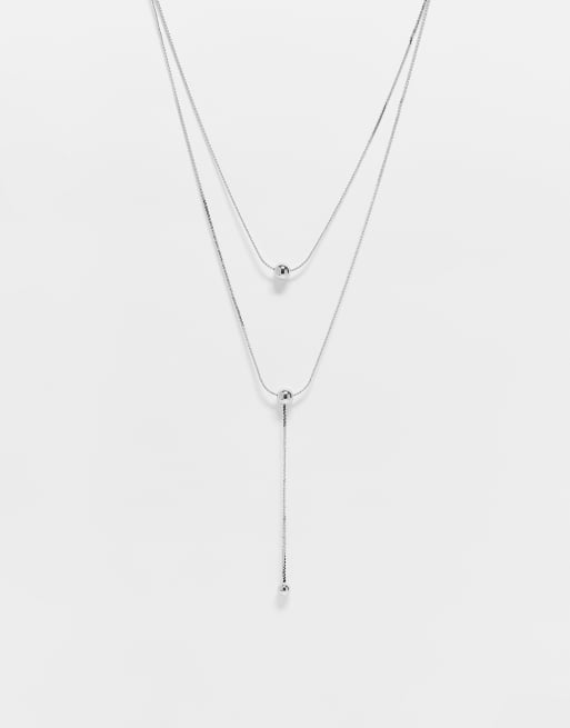 Reclaimed Vintage - Collier multi-rangs unisexe - Argenté