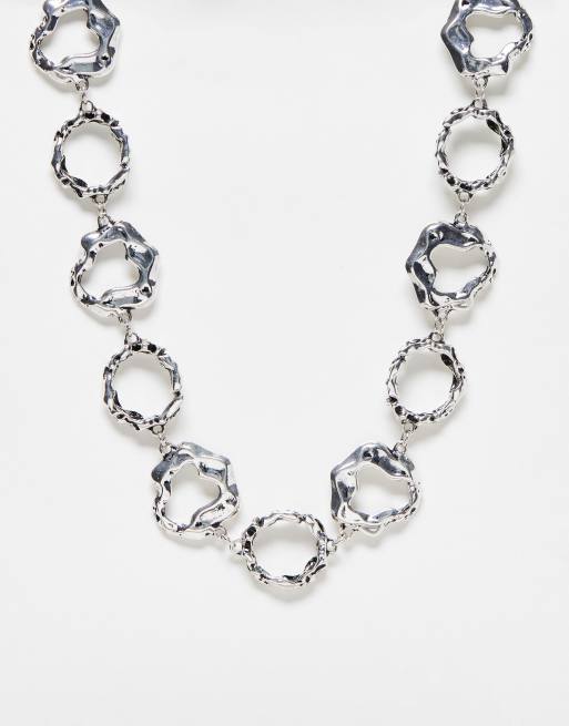Reclaimed Vintage - Collier style grunge à maillons effet fondu - Argenté