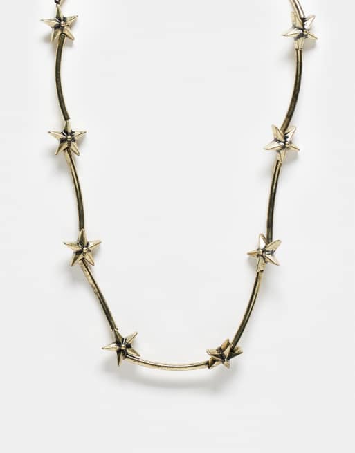 Reclaimed Vintage - Collier unisexe à breloques étoiles - Doré