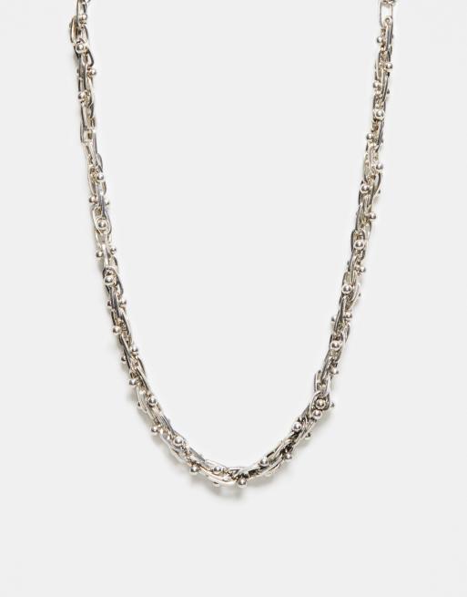 Reclaimed Vintage - Collier unisexe à maillons et boules - Argent vieilli