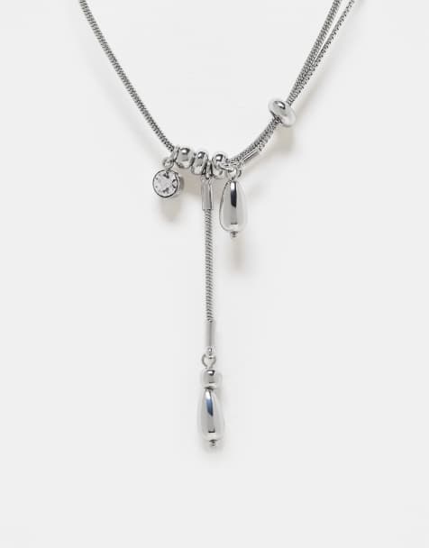 Reclaimed Vintage - Collier unisexe avec détail goutte d'eau - Argenté - view 1
