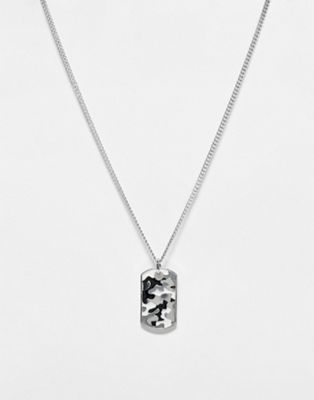 Reclaimed Vintage unisex camo pendant necklace in silver - ASOS Price Checker
