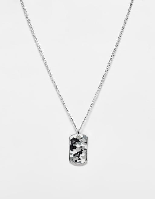 Reclaimed Vintage - Collier unisexe avec pendentif camouflage - Argenté