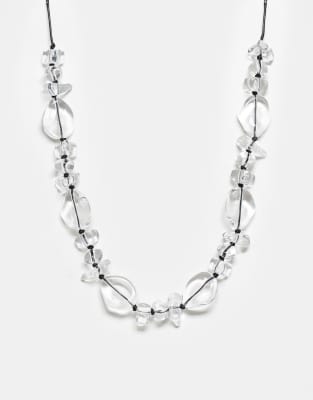 Reclaimed Vintage - Collier unisexe avec perles transparentes