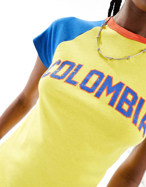 Reclaimed Vintage Colombia raglan contrast sleeve baby tee, 4 of 4
