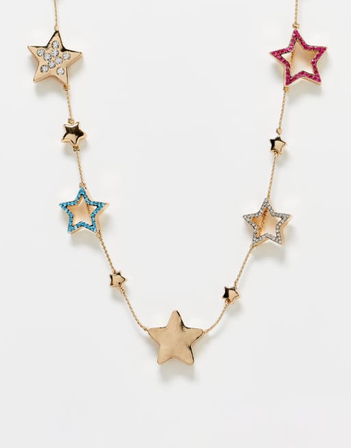 Reclaimed Vintage colourful star necklace in gold ASOS