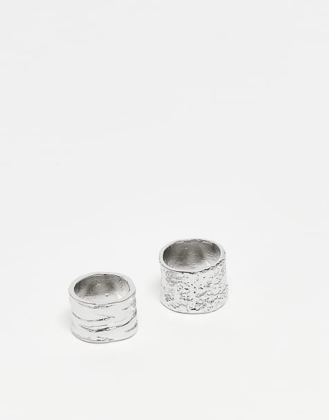 Reclaimed Vintage - Confezione da 2 anelli unisex argentati spessi - view 1