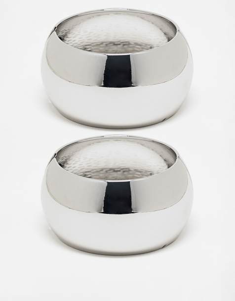 Reclaimed Vintage - Confezione da 2 bracciali rigidi oversize argento - view 1