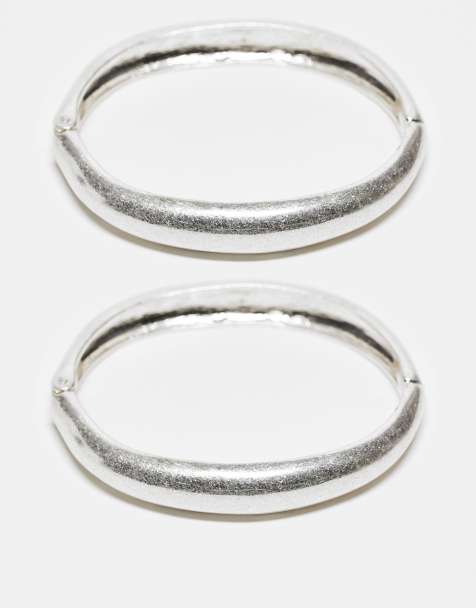 Reclaimed Vintage - Confezione da 2 bracciali rigidi unisex argentati - view 1