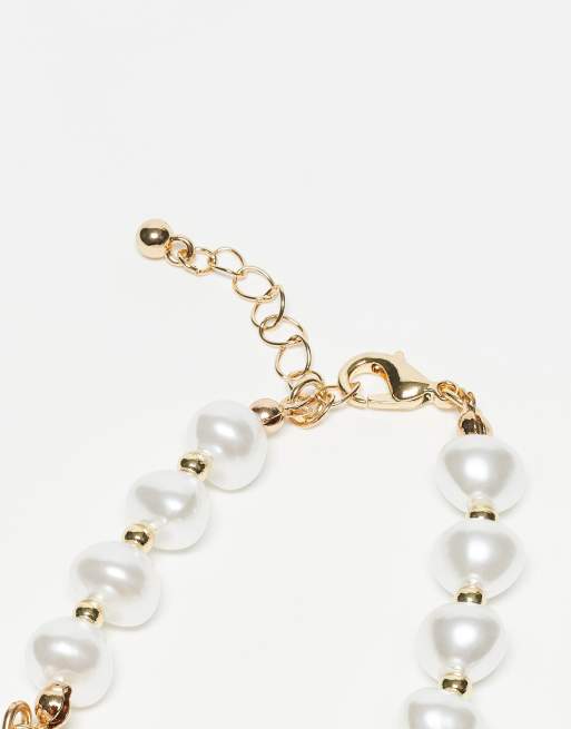 Reclaimed Vintage - Confezione da 2 bracciali unisex misti dorati con perline, 3 di 3