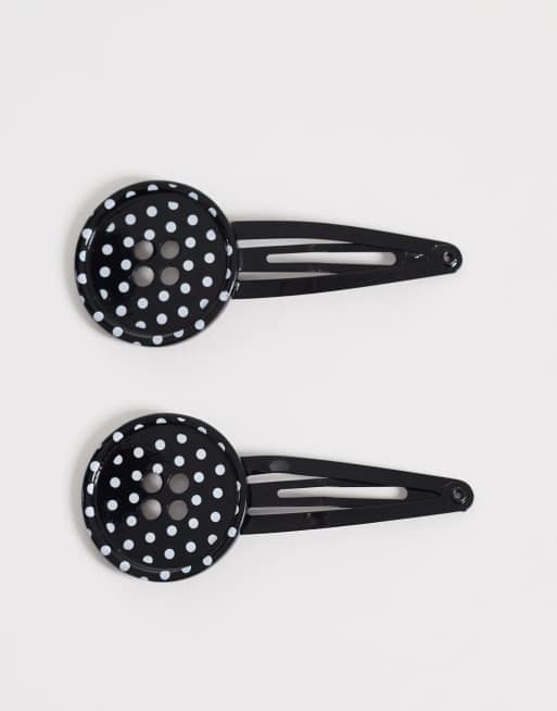 Reclaimed Vintage - Confezione da 2 fermagli a pois con bottone