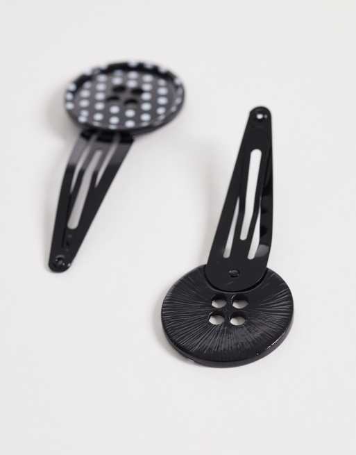 Reclaimed Vintage - Confezione da 2 fermagli a pois con bottone, 3 di 3