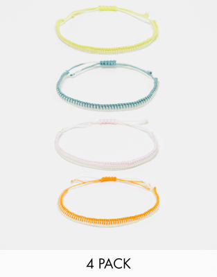 Reclaimed Vintage - Confezione da 4 bracciali/cavigliere dell'amicizia unisex