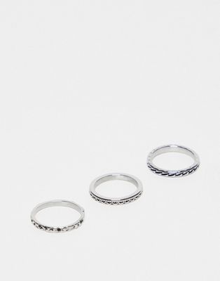 Reclaimed Vintage unisex skinny grunge ring pack in stainless steel - ASOS Price Checker