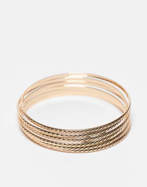 Reclaimed Vintage - Confezione di bracciali rigidi sottili oro