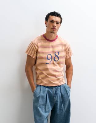 Reclaimed Vintage Contrast Ringer T-shirt With Slogan In Multi