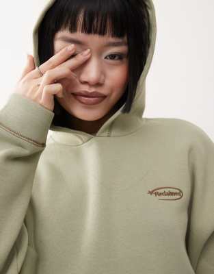 Reclaimed Vintage Reclaimed Vintage contrast stitch oversized hoodie co-ord-Green