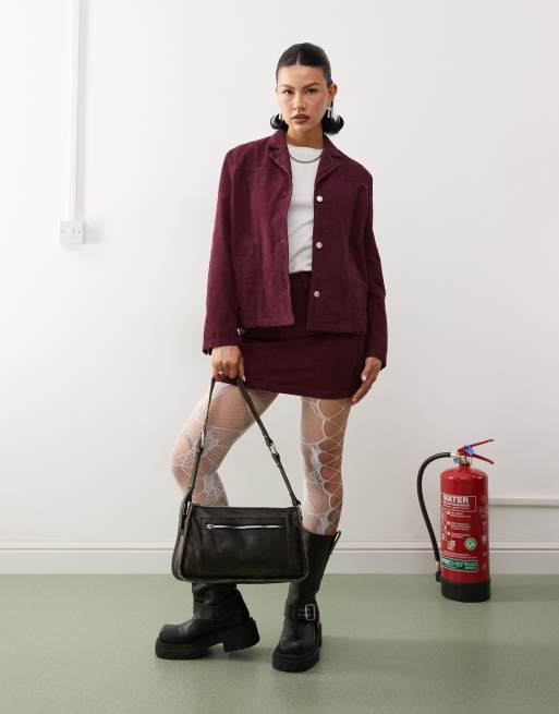 Reclaimed Vintage - Coordinato bordeaux a coste