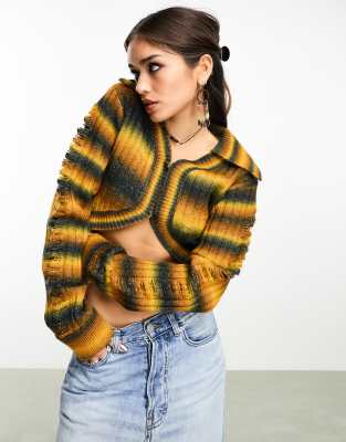 Reclaimed Vintage knitted ombre shrug with distressing - ASOS Price Checker