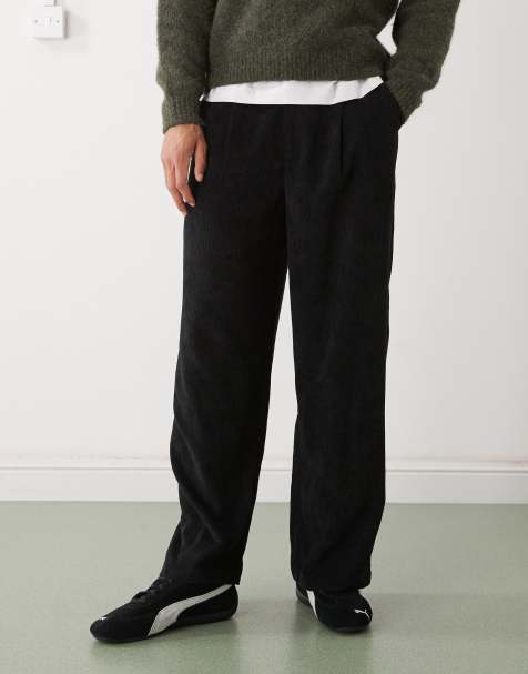 Reclaimed Vintage cord baggy trouser in black - view 1