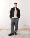 [Reclaimed Vintage] Reclaimed Vintage cord boxy bomber jacket in brown L Brown